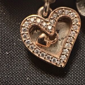 Pandora Rose Gold Heart charm with Sparkling Accents